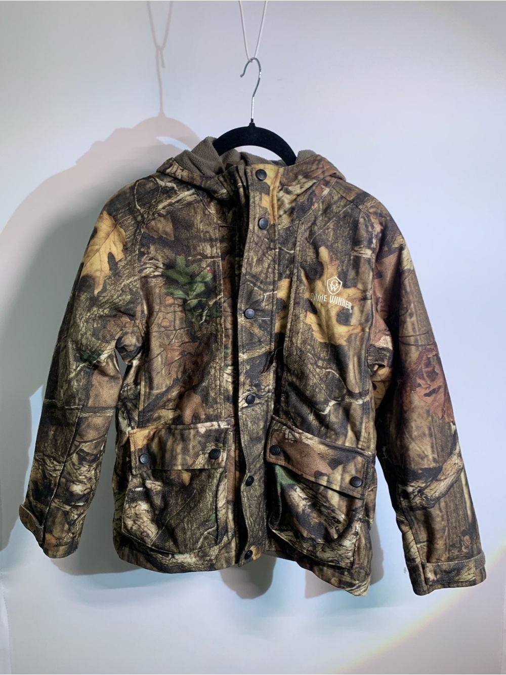 Kids Camo Hooded Puffer Jacket - Mossy Oak Style